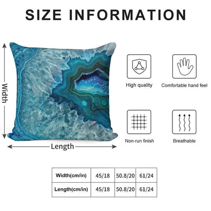 Teal Aqua Turquoise Blue Rock Agate Mineral Crystals Pattern Soft Anti-Pilling Throw Pillow