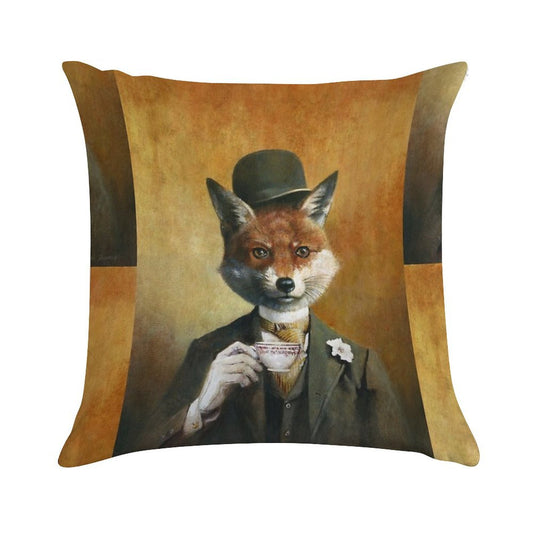 Teatime Mr Fox Soft Luxury Feel Throw Pillow