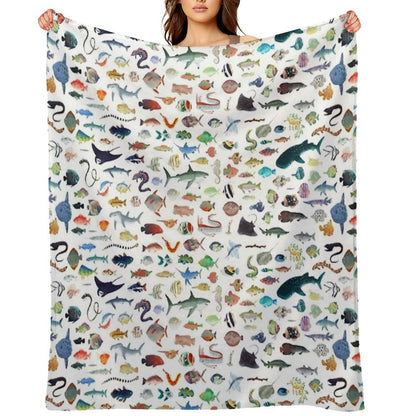 One Hundred Fish Throw Blanket