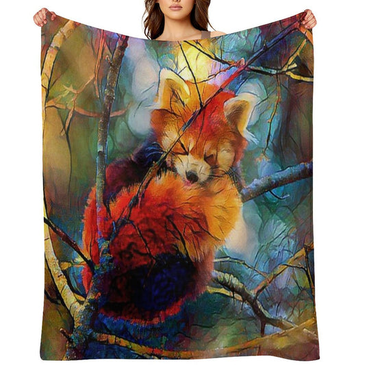 Autumnal Red Panda Throw Blanket