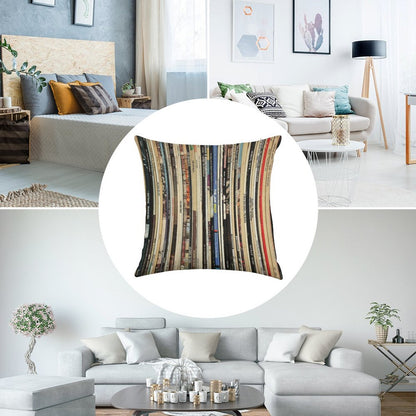 Classic Rock Vinyl Records Linen Throw Pillow Cover