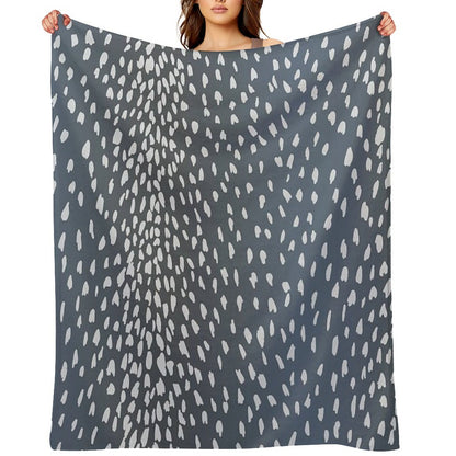 Navy Blue Denim Antelope Fawn Print Throw Blanket