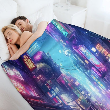 Cyberpunk Tokyo Dreamscape Throw Blanket