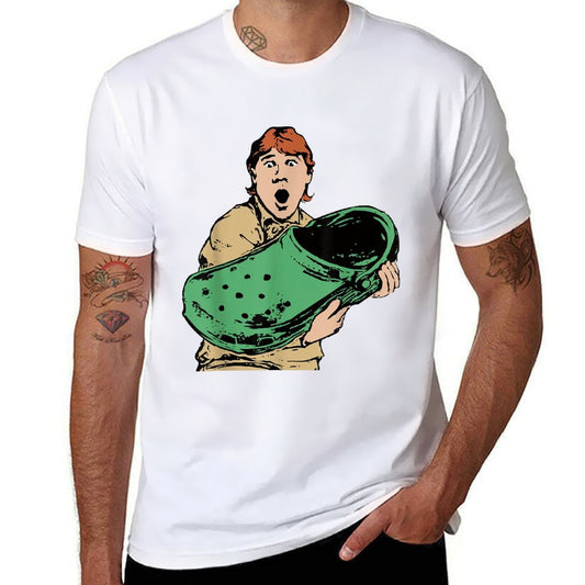 Crikey A Croc Funny Australian Crocodile Man  Ribbed Collar T-Shirt