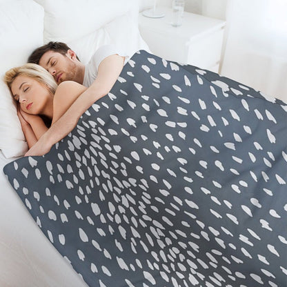 Navy Blue Denim Antelope Fawn Print Throw Blanket