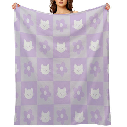 Kitten And Flowers Throw Blanket