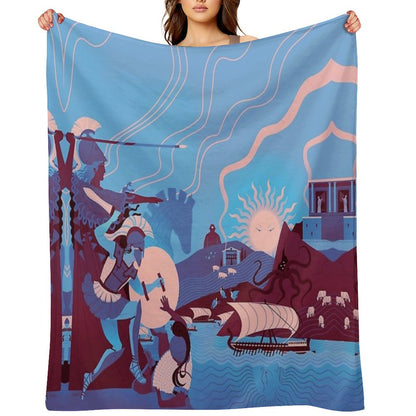 Homeric Landscape - Winter Throw Blanket