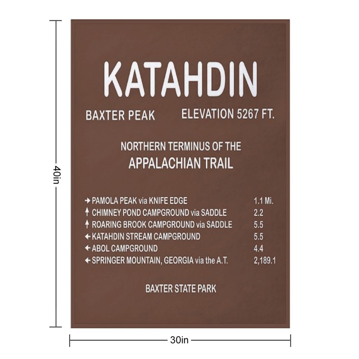 Katahdin Summit Sign - Appalachian Trail Throw Blanket