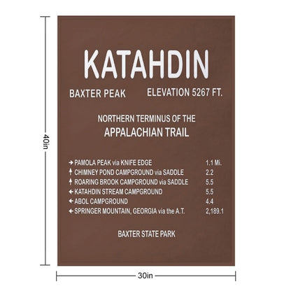 Katahdin Summit Sign - Appalachian Trail Throw Blanket