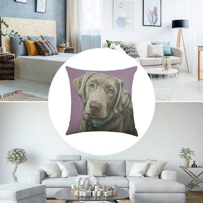 Sweet Silver Labrador Retriever Painting, Silver Lab Dog Puppy Art Linen Throw Pillow Cover