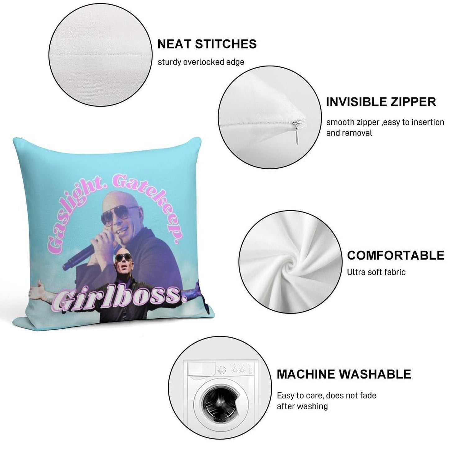 Mr Worldwide Says to Girlboss Soft Decorative Cover Throw Pillow