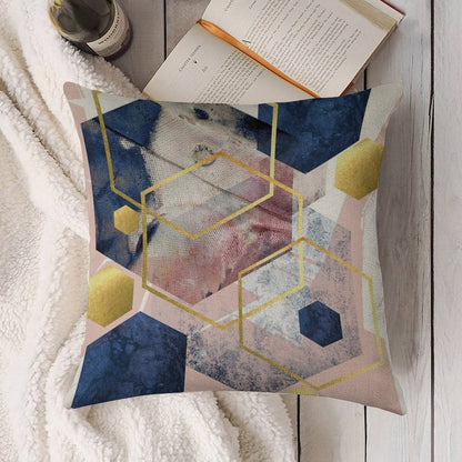 Abstract Geo Linen Throw Pillow Cover
