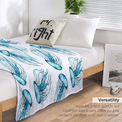 Watercolor Jellyfish Throw Blanket