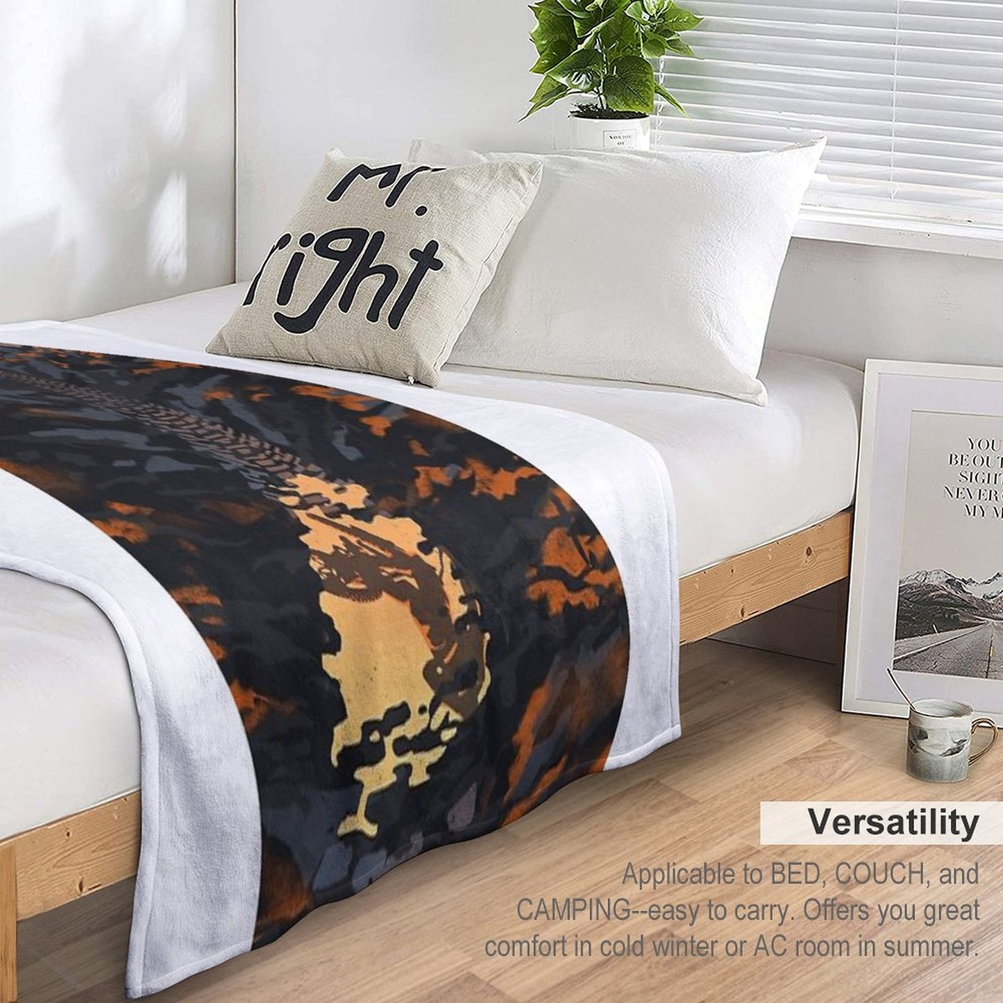 Retro Styled Mountain Biking Dirt Jumper Sunset Throw Blanket