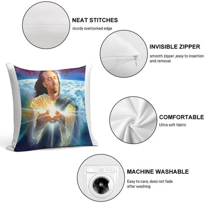 Jesus Cage Soft Skin-Friendly Throw Pillow