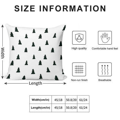 Black Modern Christmas Tree Pattern Soft Reinforced Edging Throw Pillow