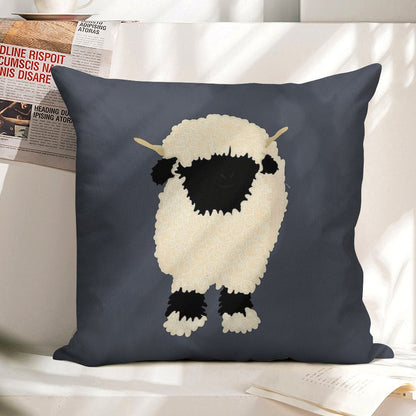 Black Nose Valais Sheep Linen Throw Pillow Cover