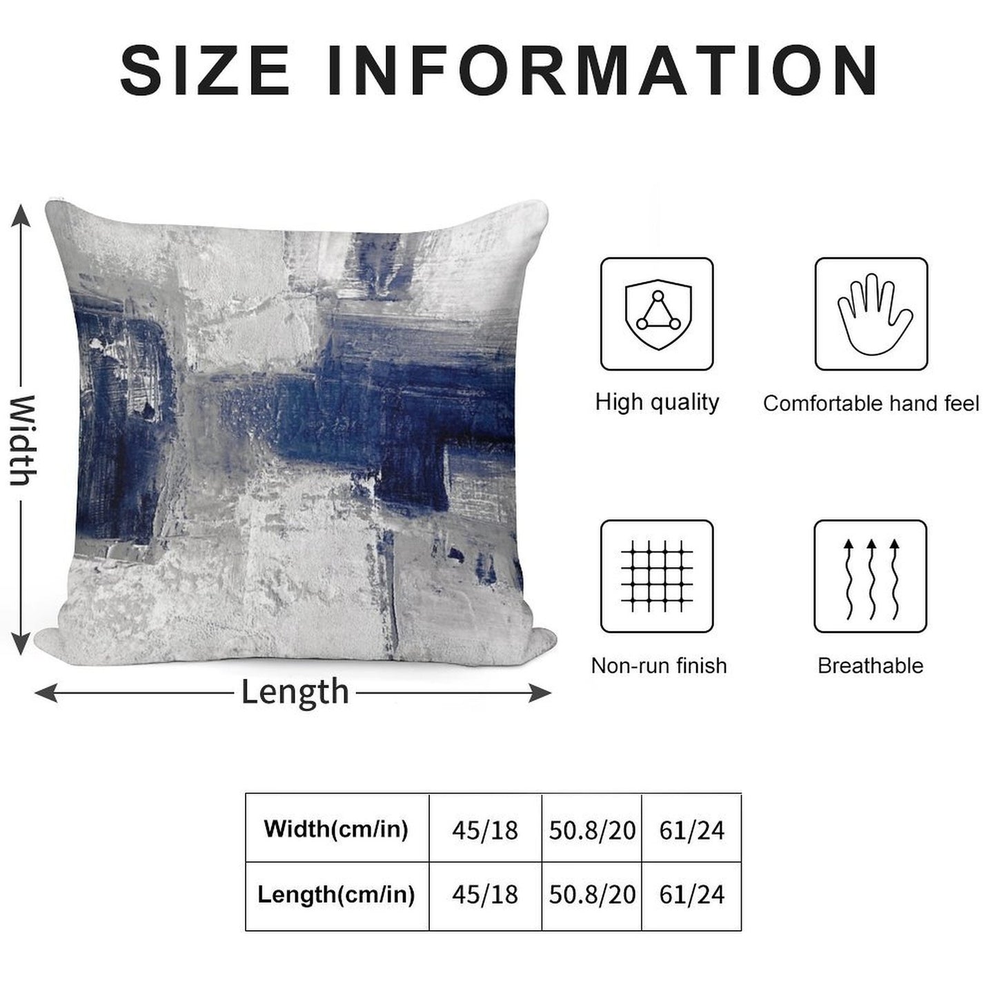 Blue Gray Abstract Soft Short Plush Fabric Throw Pillow
