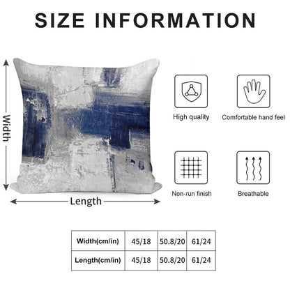 Blue Gray Abstract Soft Short Plush Fabric Throw Pillow