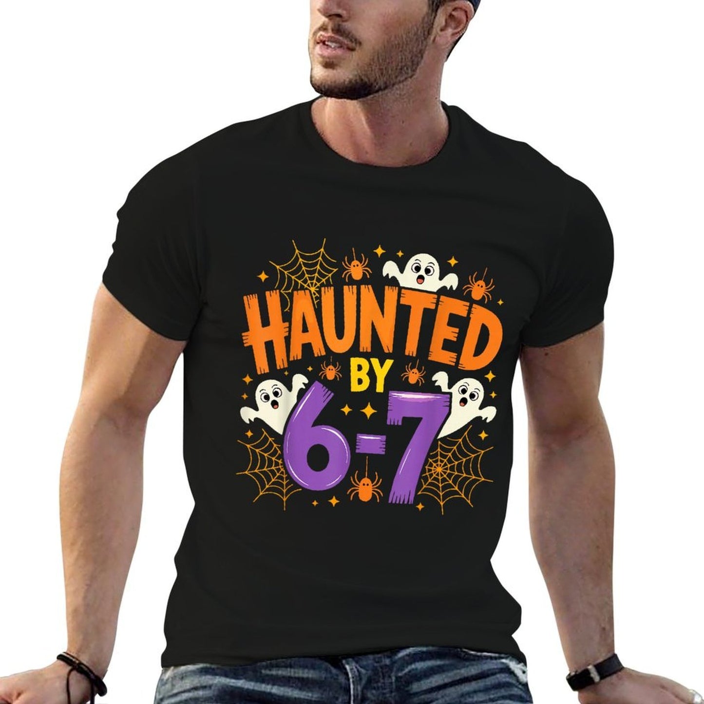 Haunted by 67 Funny Six Seven Meme Spooky Ghost Halloween  Vintage-inspired T-Shirt