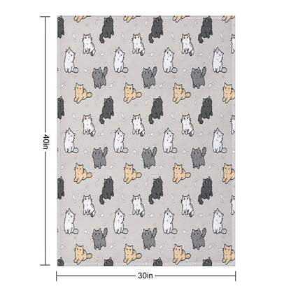 Kittens And Fish Pattern Throw Blanket