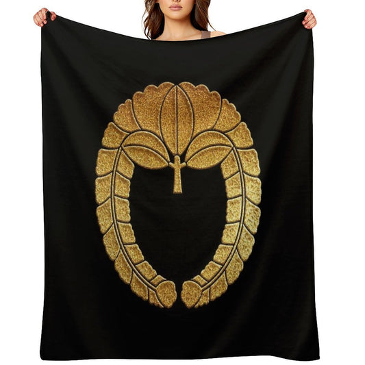 Sagari Fuji Kamon in Gold Seal Throw Blanket