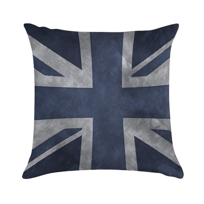 Blue Distressed Union Jack Soft Hidden Zipper Throw Pillow