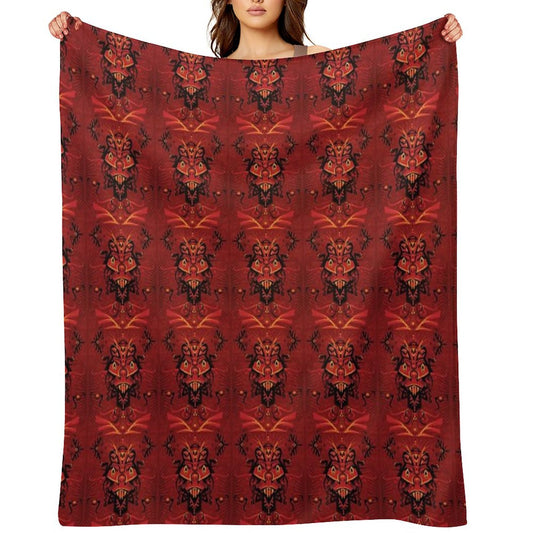 Red Samurai Shaman Throw Blanket
