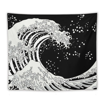 Black And White Great Wave Tapestry
