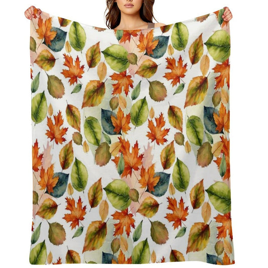 Watercolor Pattern, Autumn Leaves,Nature Inspired Throw Blanket
