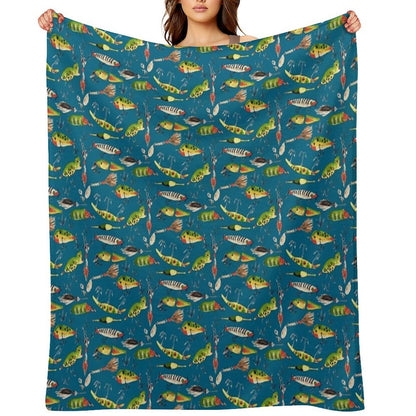 Vintage Fishing Lures Throw Blanket