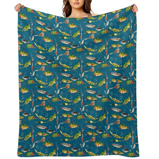 Vintage Fishing Lures Throw Blanket