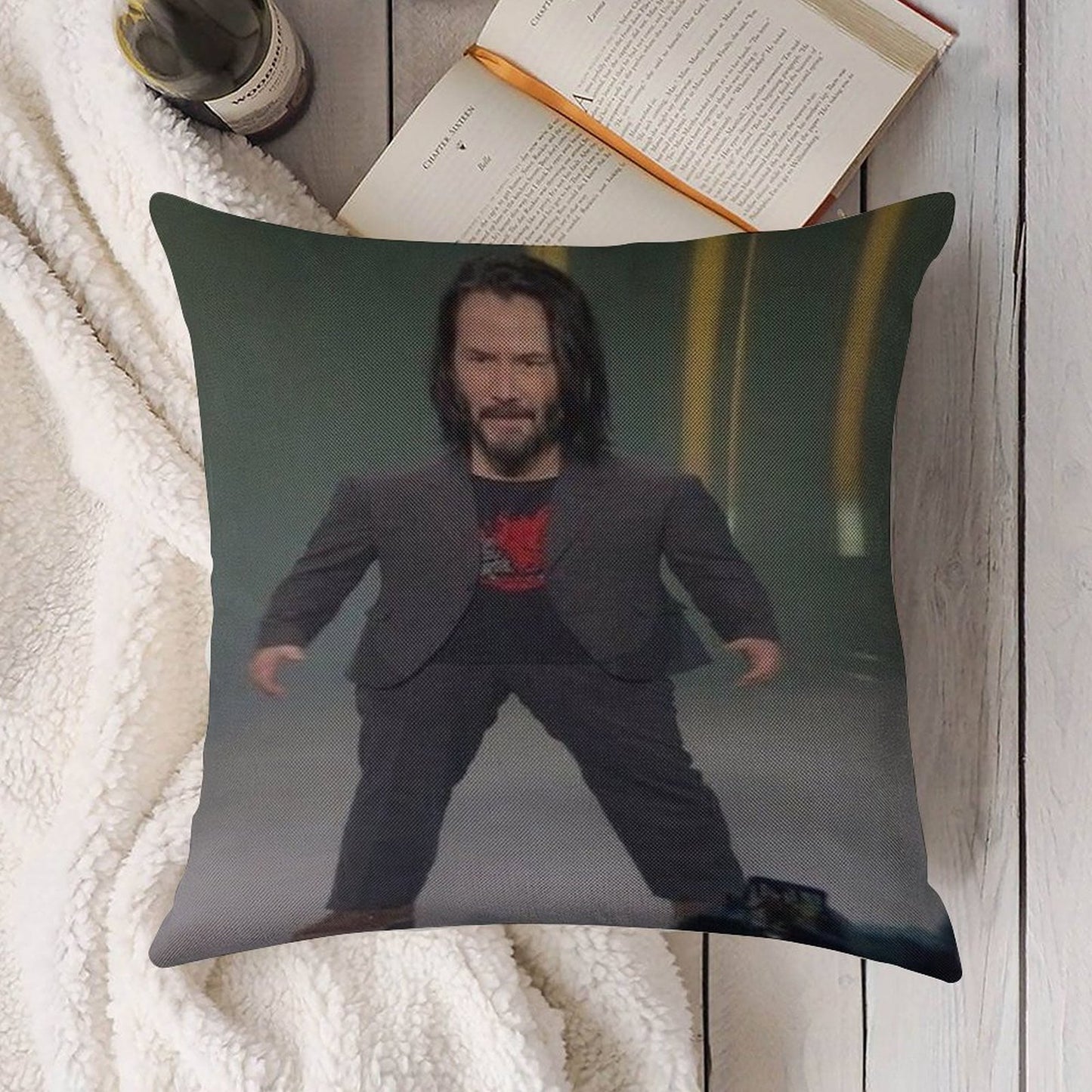 Baby Keanu Reeves Linen Throw Pillow Cover