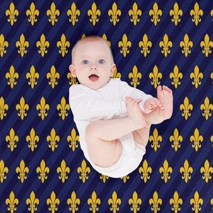 Fleur De Lys Gold Blue Larger Throw Blanket