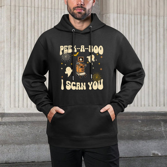 Peek-A-Boo I Scan You, Ultrasound Halloween Adjustable Hood Hoodie