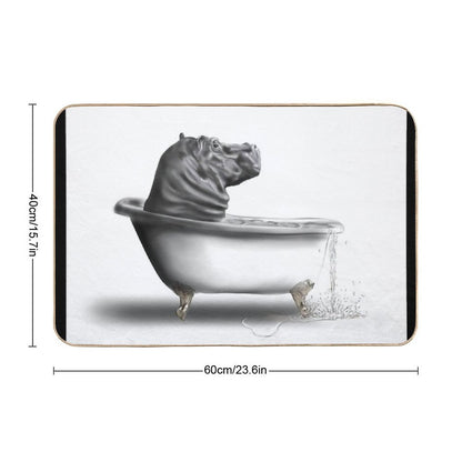 Hippo in The Bath Bath Mat