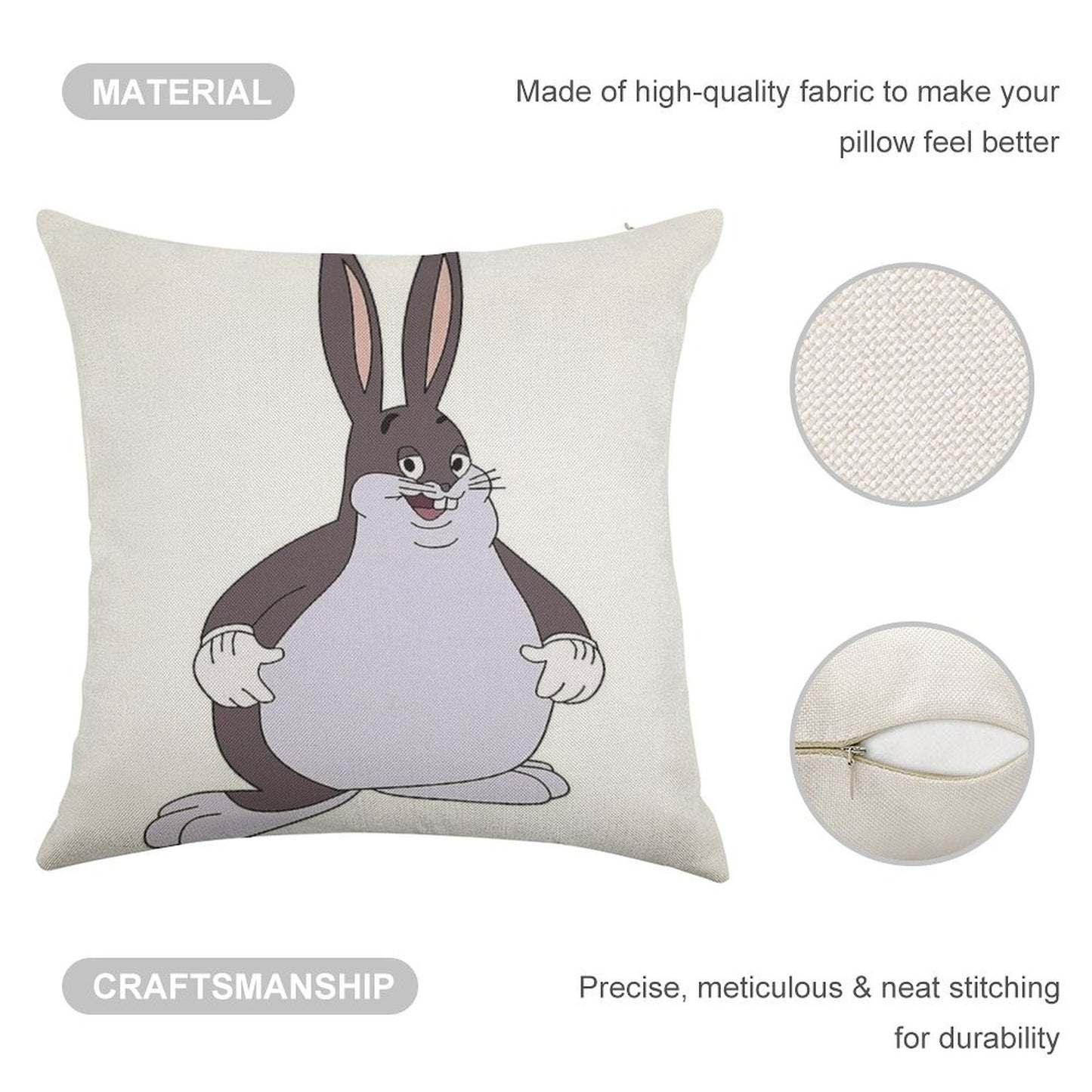 Chubby Chungus Linen Throw Pillow Cover
