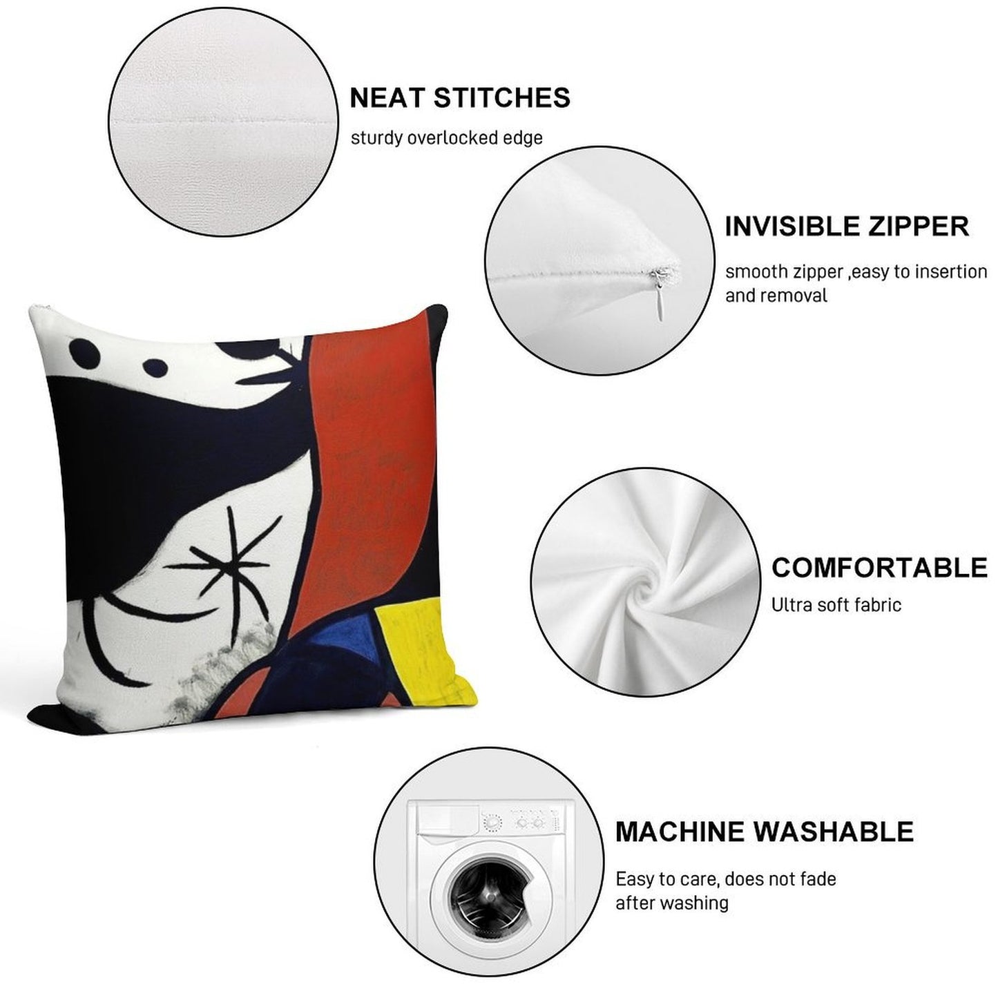 Mirò Art 1 Soft Multiple Sizes Throw Pillow