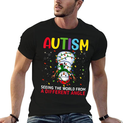 Autism Awareness Snowman Christmas Autistic Xmas Day Pajama  Heathered Texture T-Shirt