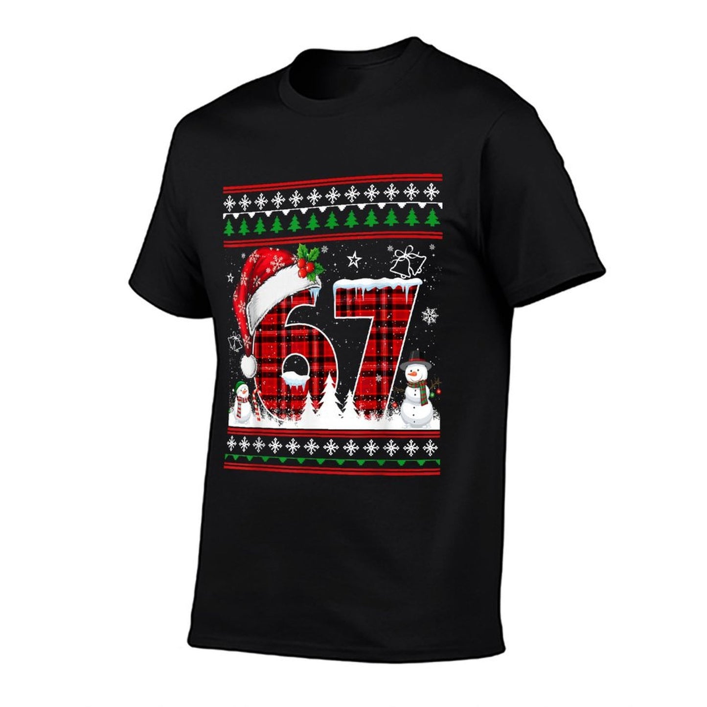 Funny 67 Six Seven Meme Ugly Sweater Christmas Pajamas  Cotton T-Shirt