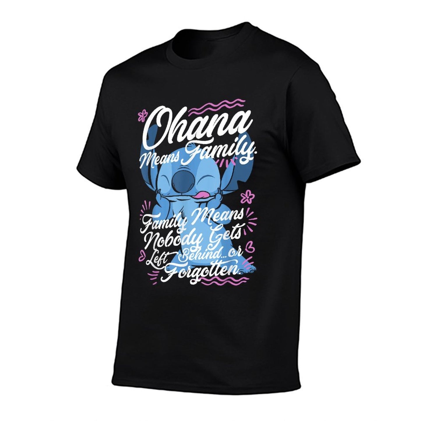 Disney Lilo  Stitch Stitch Day Ohana Means Family  Ribbed Collar T-Shirt
