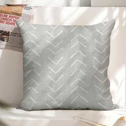 Boho Big Arrows in Grey Linen Throw Pillow Cover