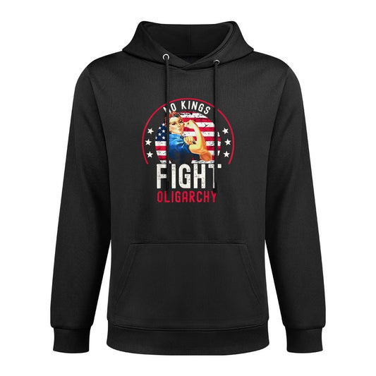 Vintage No Kings Fight Oligarchy Woman's Girl America Breathable Fabric Hoodie