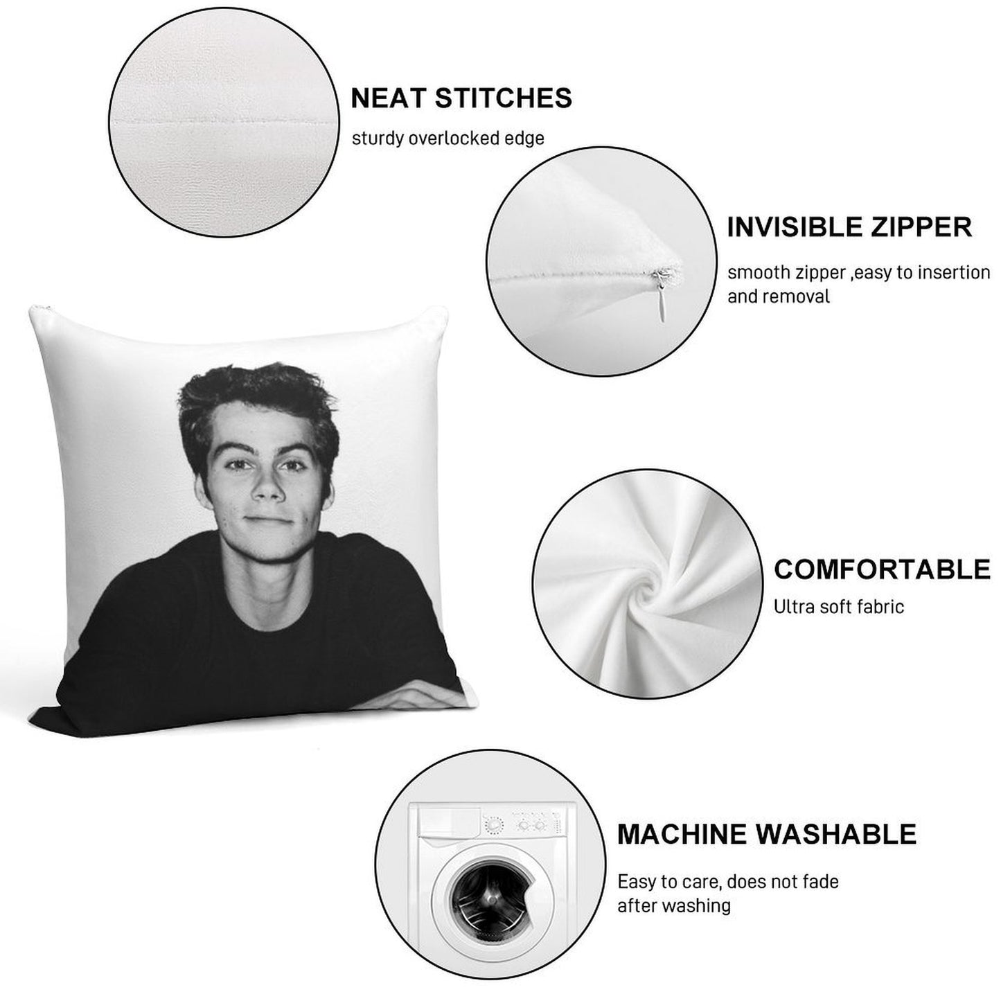 Heart Eye Emoji Soft Ultra-Soft Texture Throw Pillow