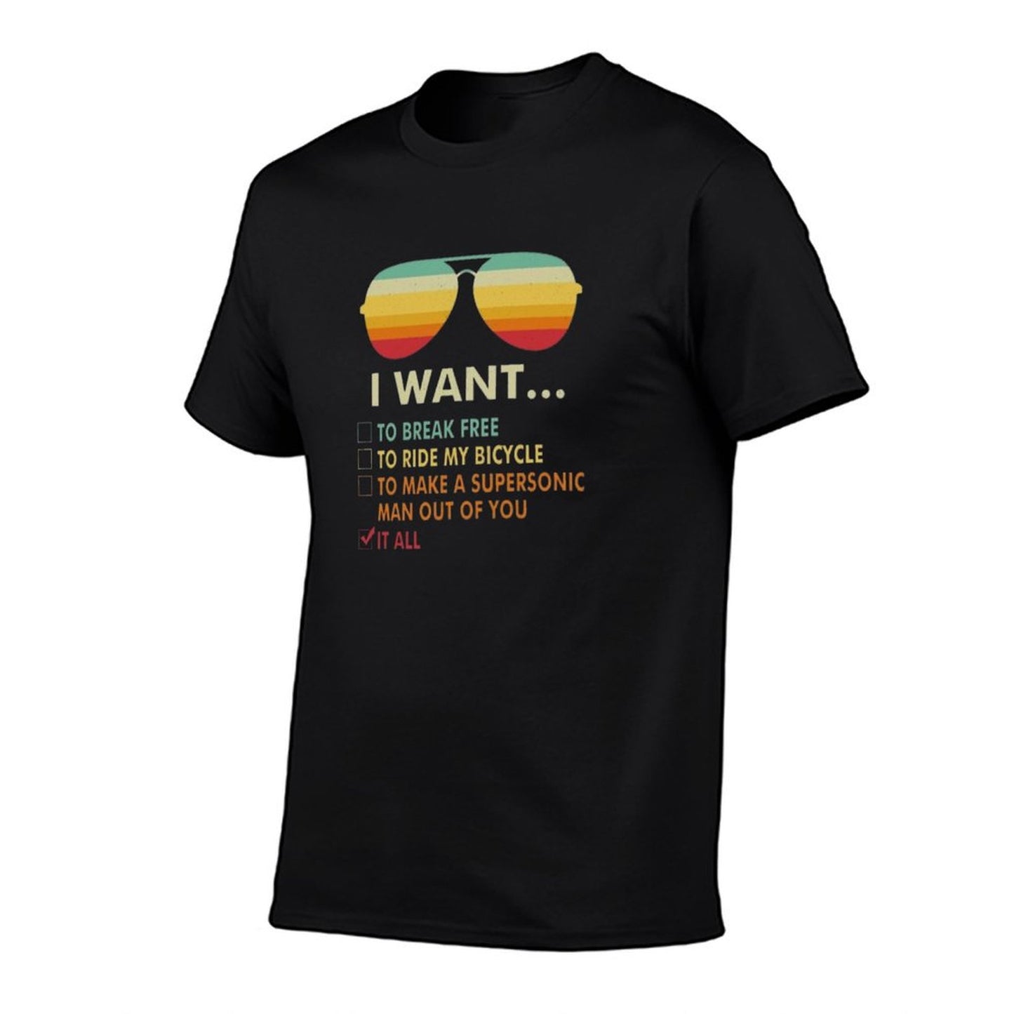 Funny Music Lover Gift Bicycle Costume I Want It All  Vintage-inspired T-Shirt