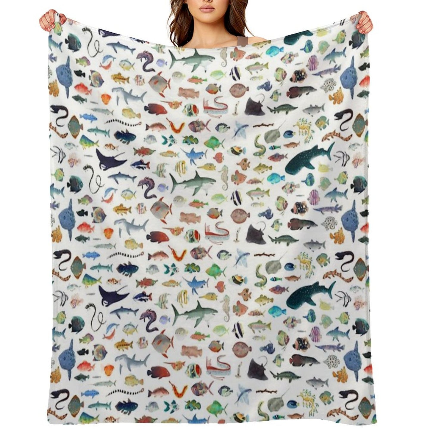 One Hundred Fish Throw Blanket