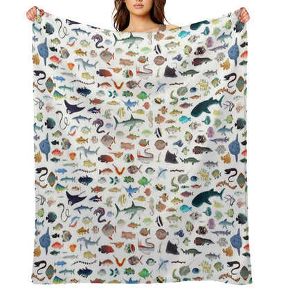 One Hundred Fish Throw Blanket