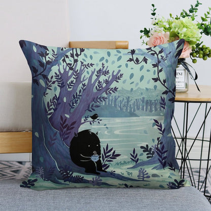A Quiet Spot of Tea Linen Throw Pillow Cover