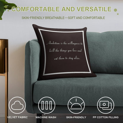 30 Rock Inspired Brown TV Show Jack Donaghy Quote, Ambition Soft Gift Ready Throw Pillow