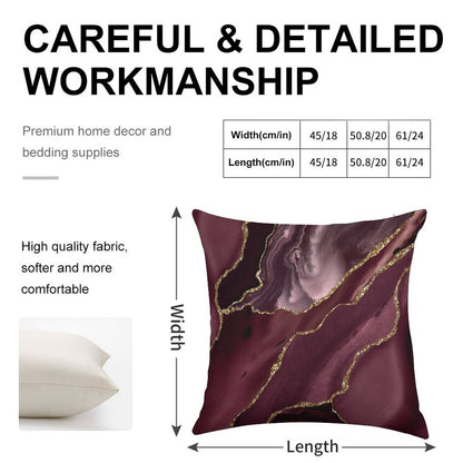 Burgundy Maroon Geode Agate Linen Throw Pillow Cover